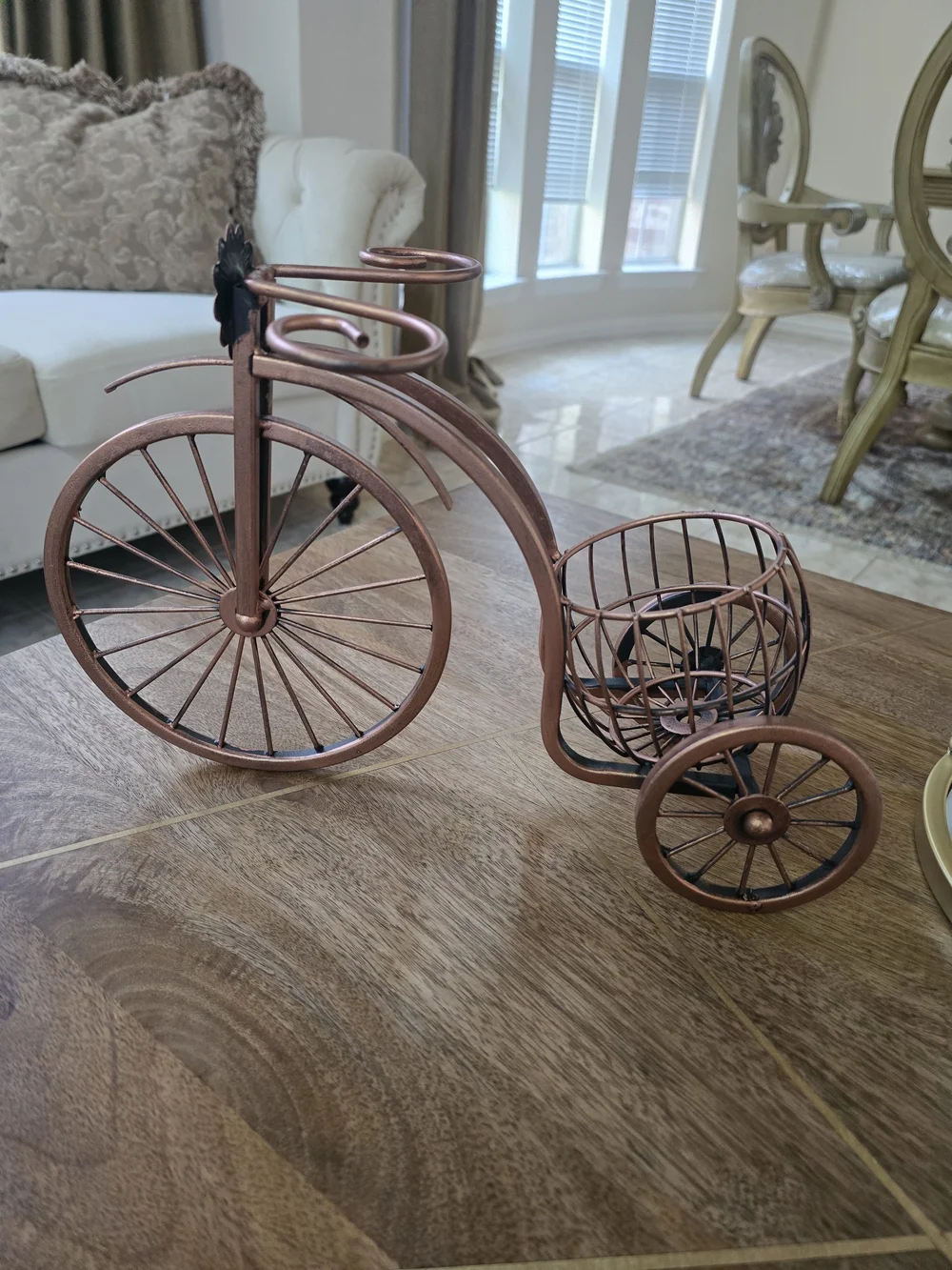 Copper Tricycle Wine Bottle Holder - Decorative Bar Accent